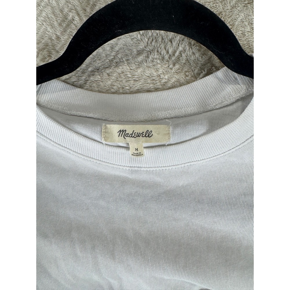 Madewell Womens White Cotton Crewneck Pocket T-Shirt Relaxed Fit Size M 2046 - Picture 4 of 8